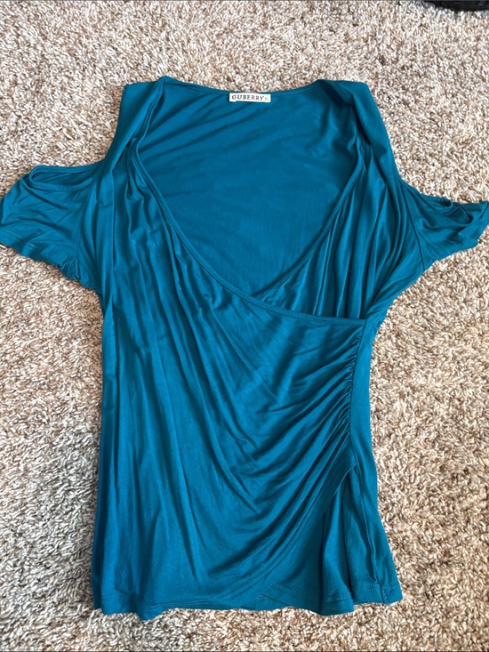 Guberry Tops - Guberry Teal Short Sleeve Surplice Top